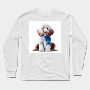 [AI Art] Red, blue and white Labradoodle Long Sleeve T-Shirt